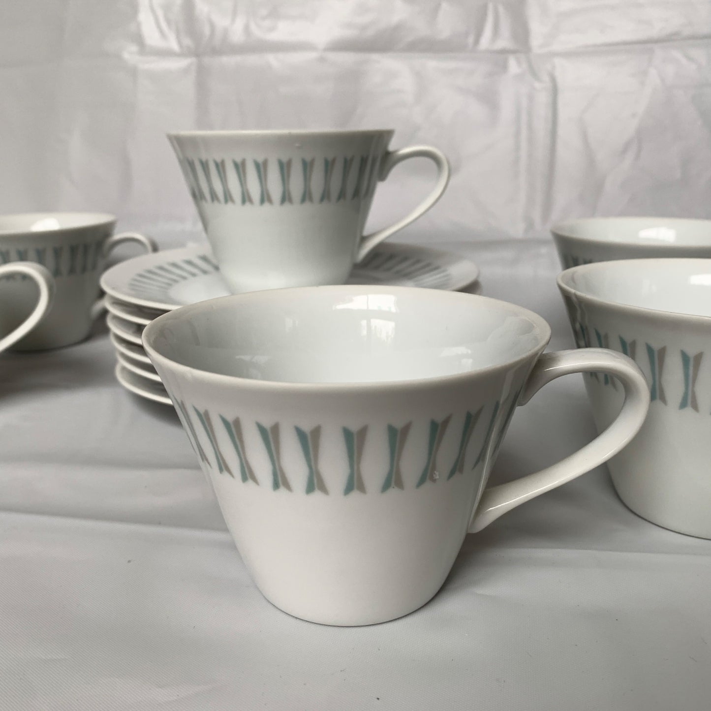 Amcrest Blue Concerto Bread Plates & Cups Mugs Set