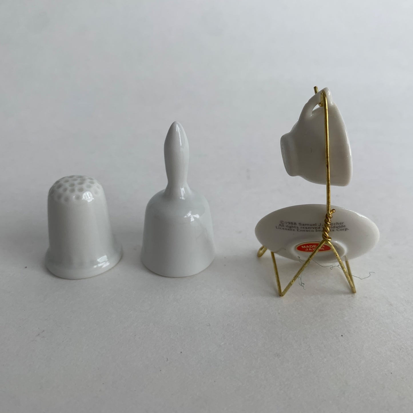 Precious Moments October Mini Plate Cup Stand Thimble Bell Set