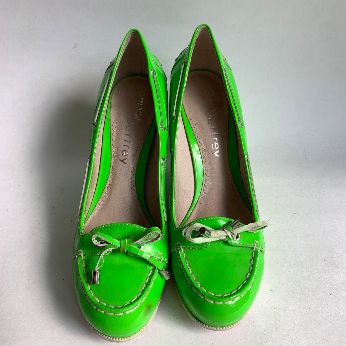 Sperry Top Sider Jeffrey Neon Green Wedge Pumps Size 9M