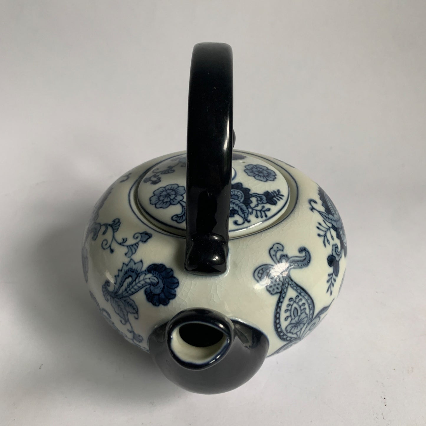 Pier 1 One Imports White Blue Paisley Floral Teapot 4 Cups