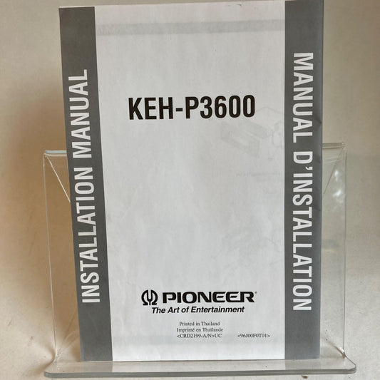 Pioneer KEH-P3600 Installation Manual Instructions Stereo Receiver Radio