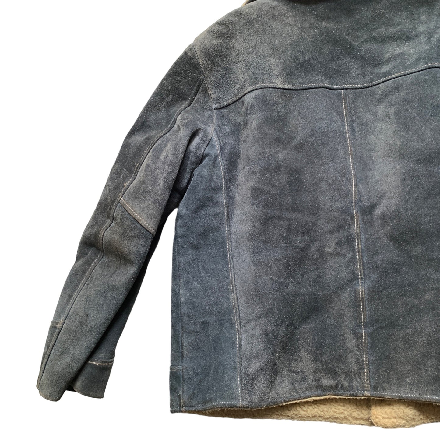 JCPenney Blue Suede Sherpa Lined Trucker Rancher Jacket Vintage Size 46