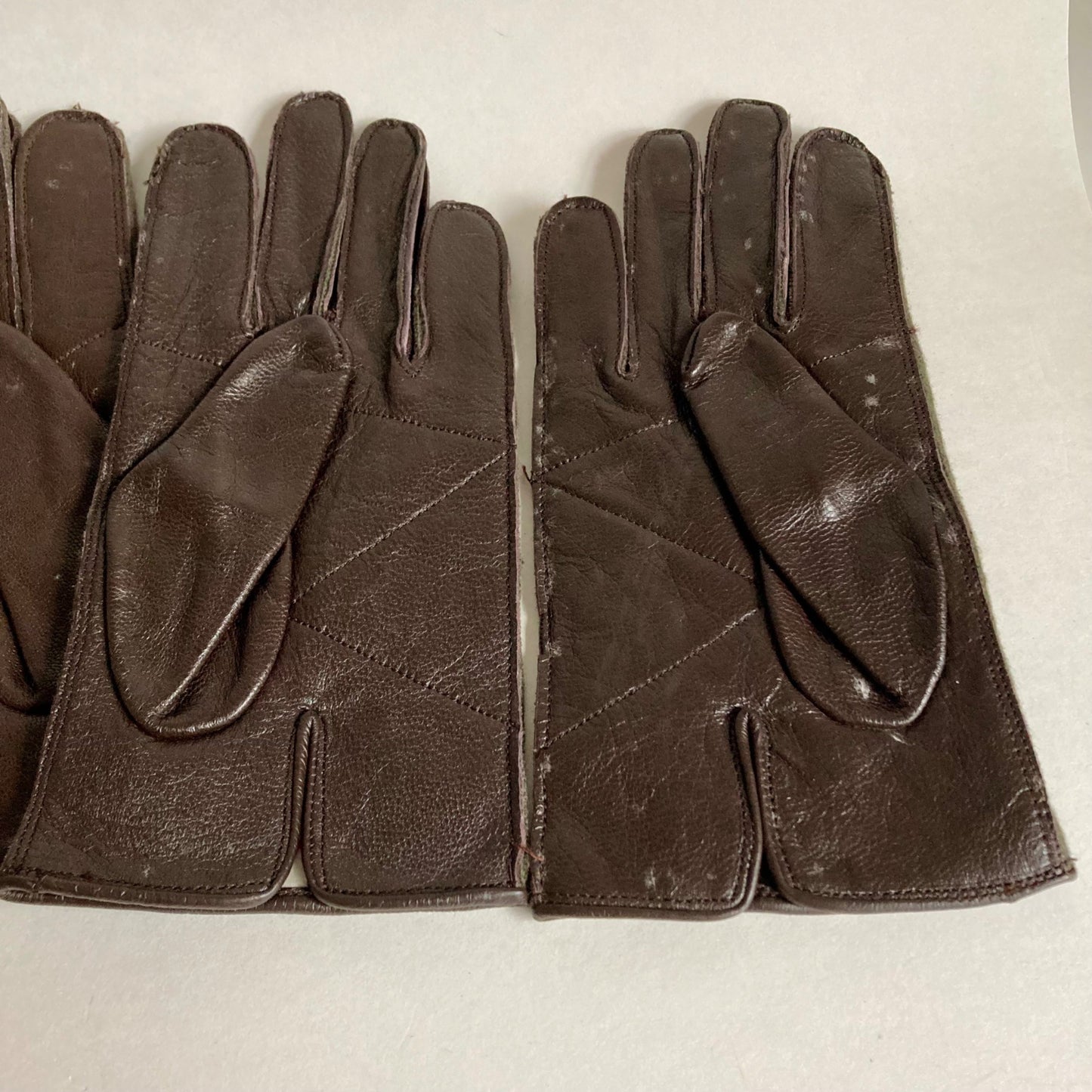 Vintage Lot 2 Pairs European Military Gloves Leather Wool