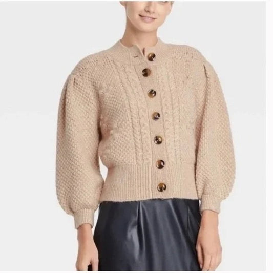 Who What Wear Oatmeal Heather Cardigan Sweater