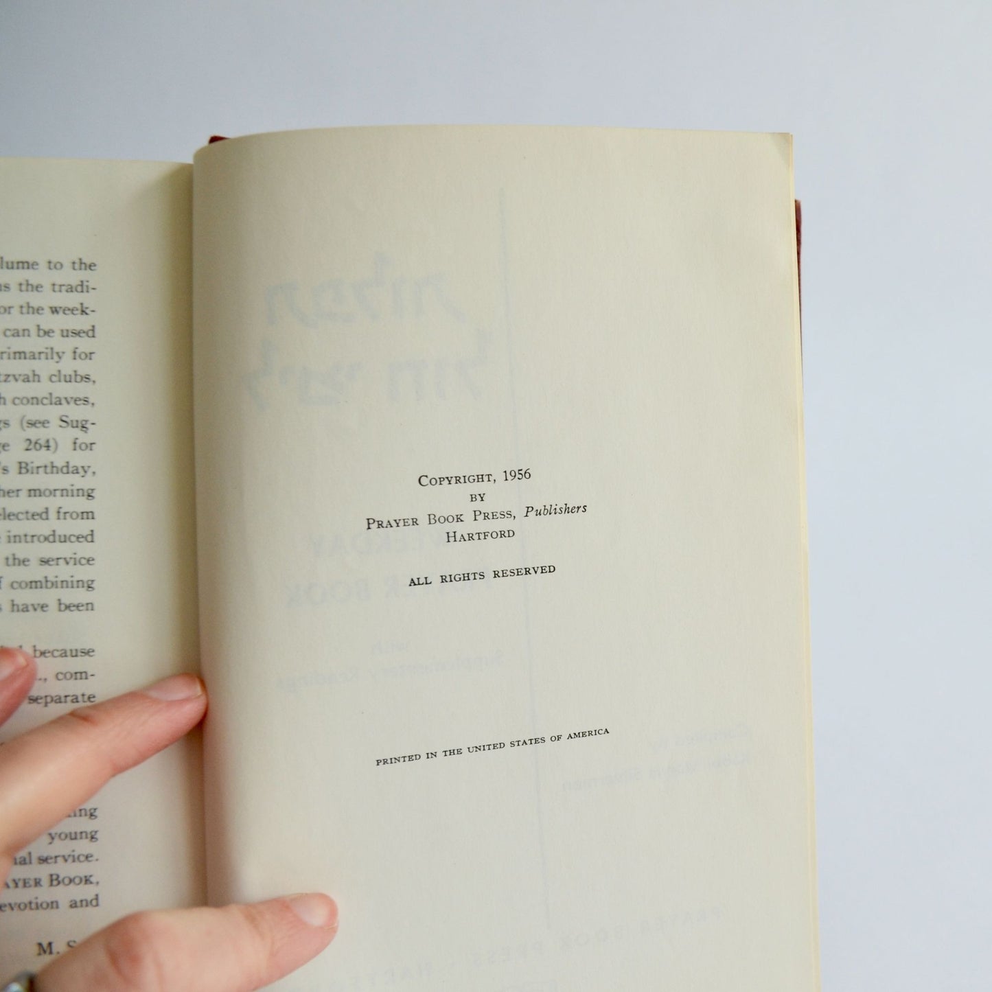 1956 Weekday Prayer Book Rabbi Morris Silverman Hardcover Vintage