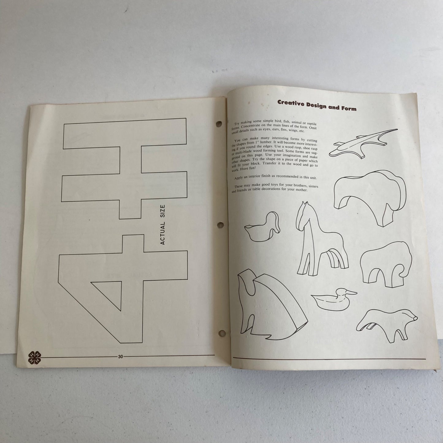 Vintage 1970's 4H Member's Manual Unit 1 Adventures in Woodworking Activity Book