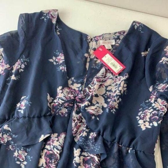 Xhilaration Blue Floral Dress Navy Small New