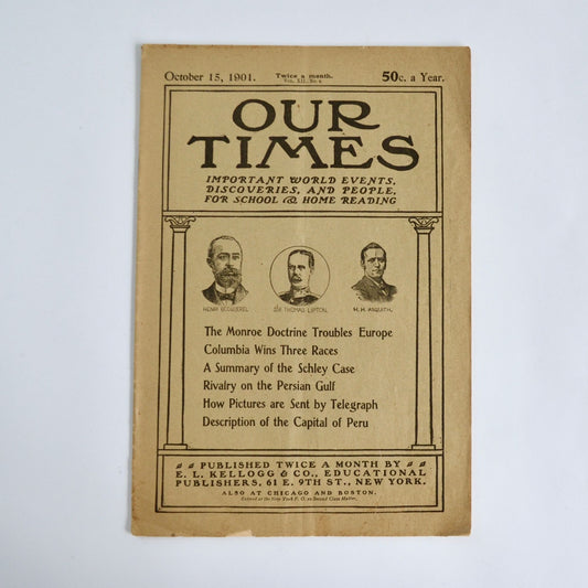 October 15 1901 Our Times Magazine Antique