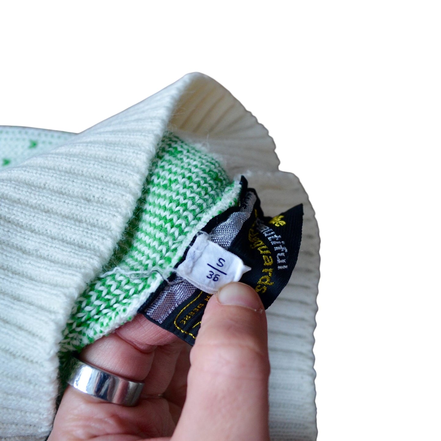 John Deere Vintage Ugly Christmas Sweater Size Small White Green Yellow