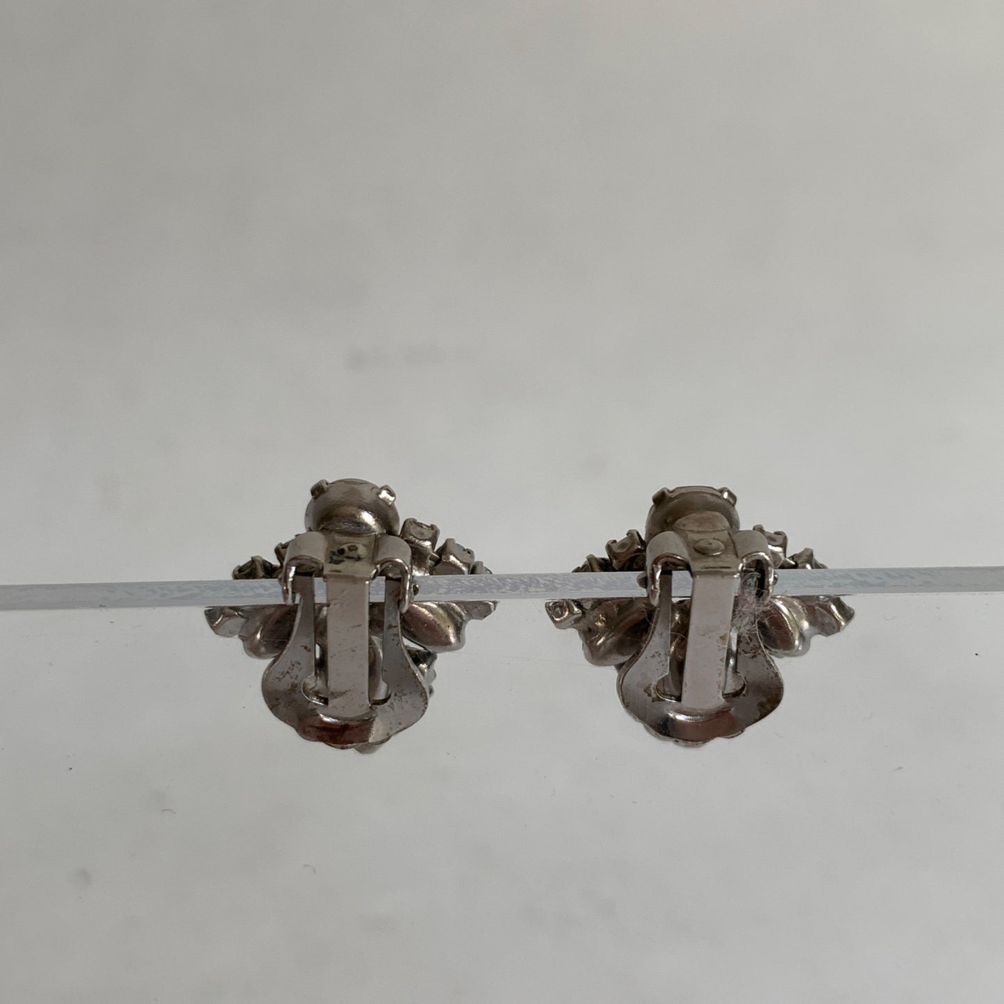 Vintage Rhinestone Cluster Clip On Earrings