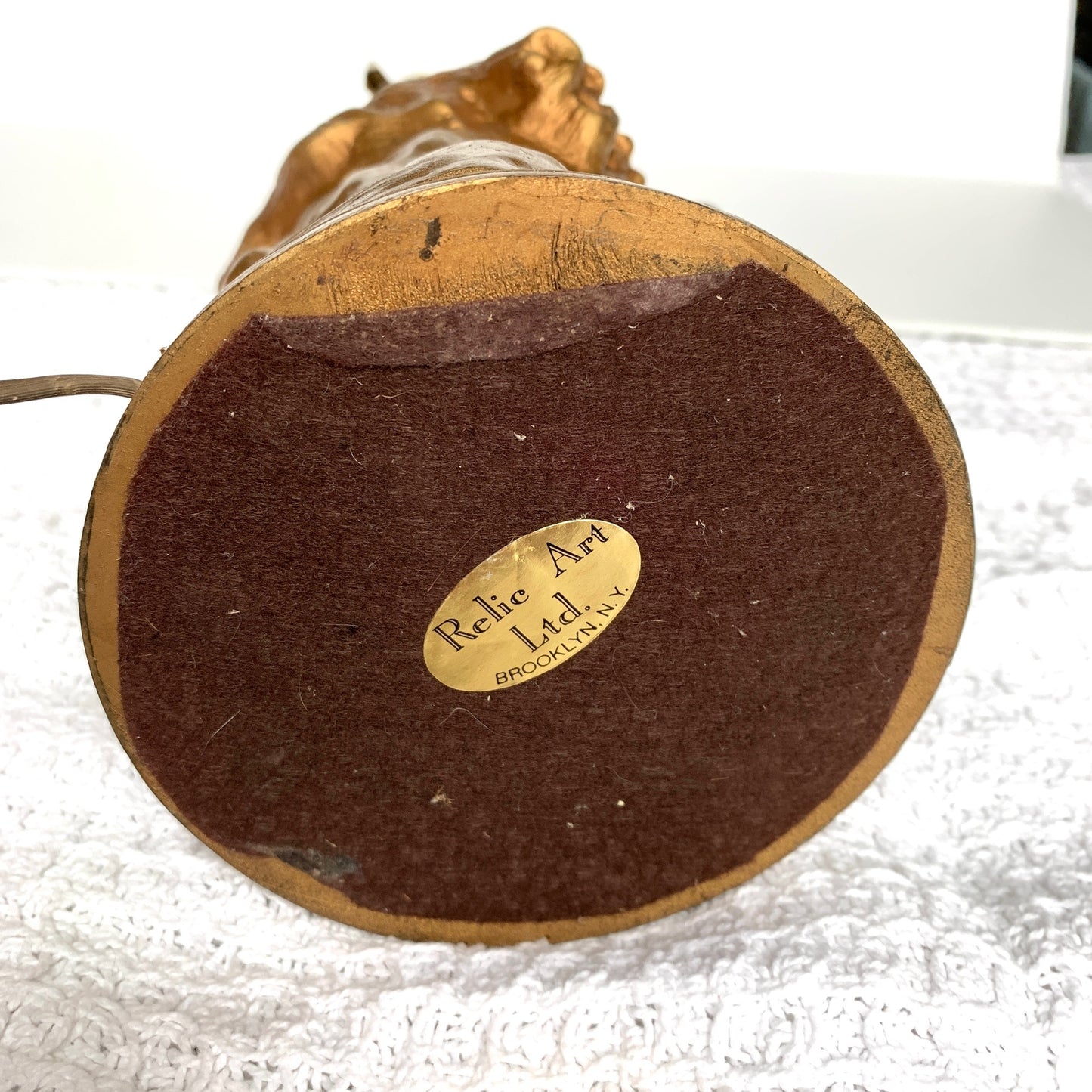 Relic Art LTD Brooklyn NY MCM Lady Figurine Gold Toned Lamp