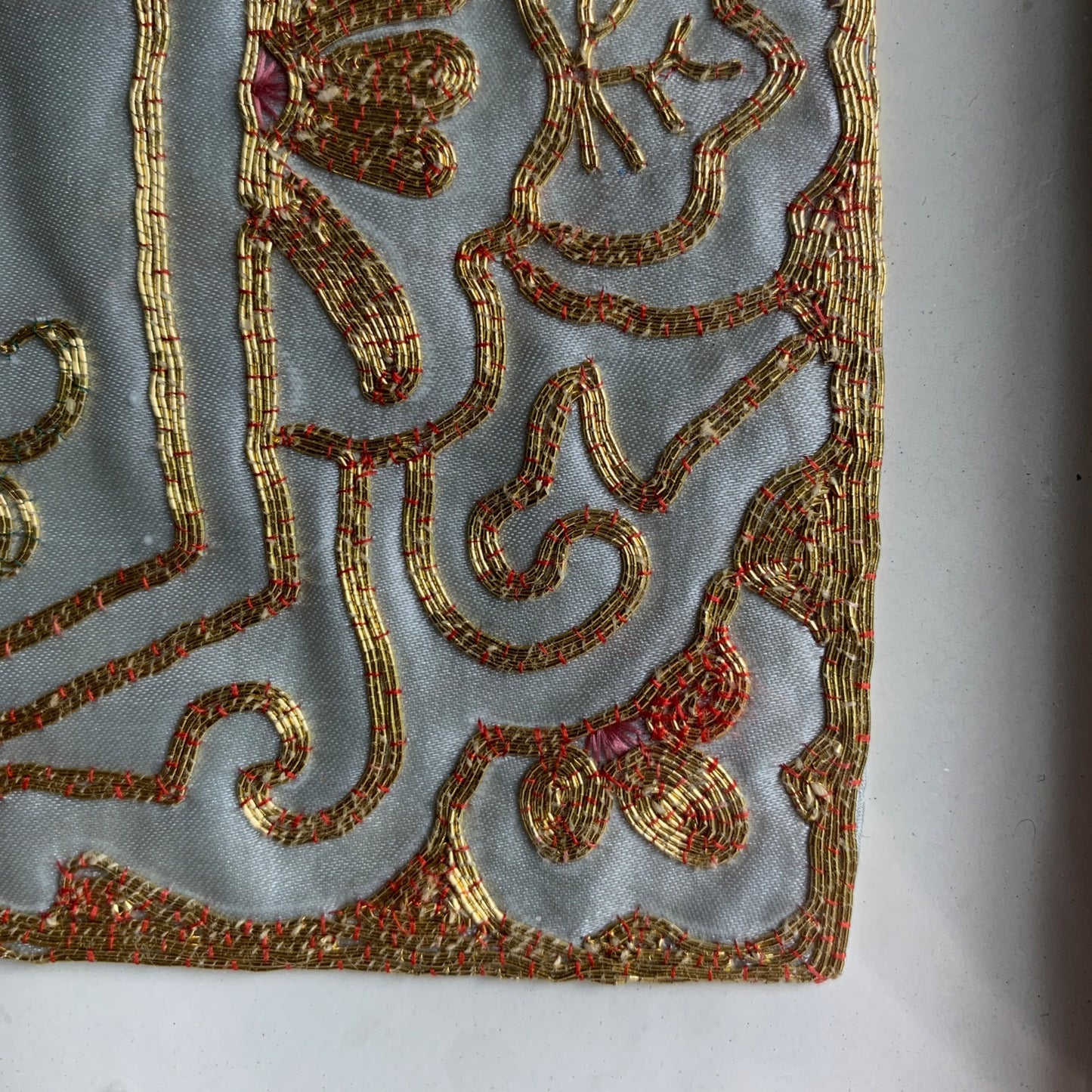 Vintage Embroidered Silk Bird Floral Wall Hanging Decor Fine Detailed