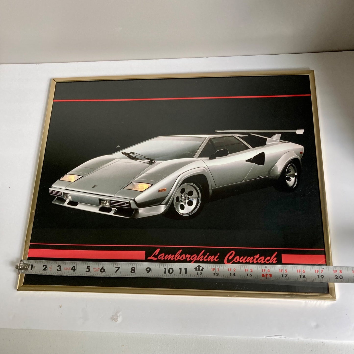 Vintage Set 3 Framed Sports Car Prints Lamborghini Countach Corvette Trans Am