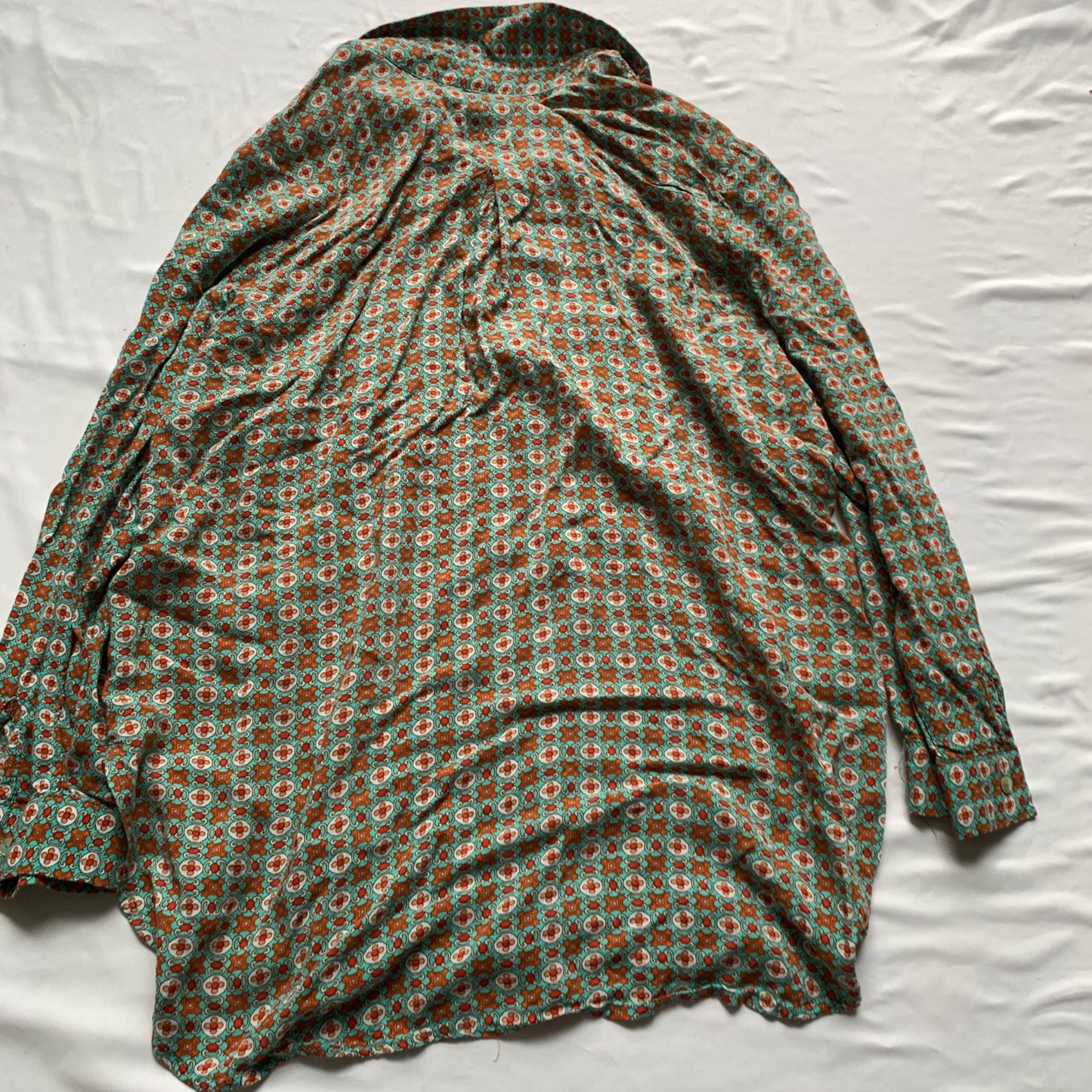 Grand & Greene Teal Orange Medium Button Down