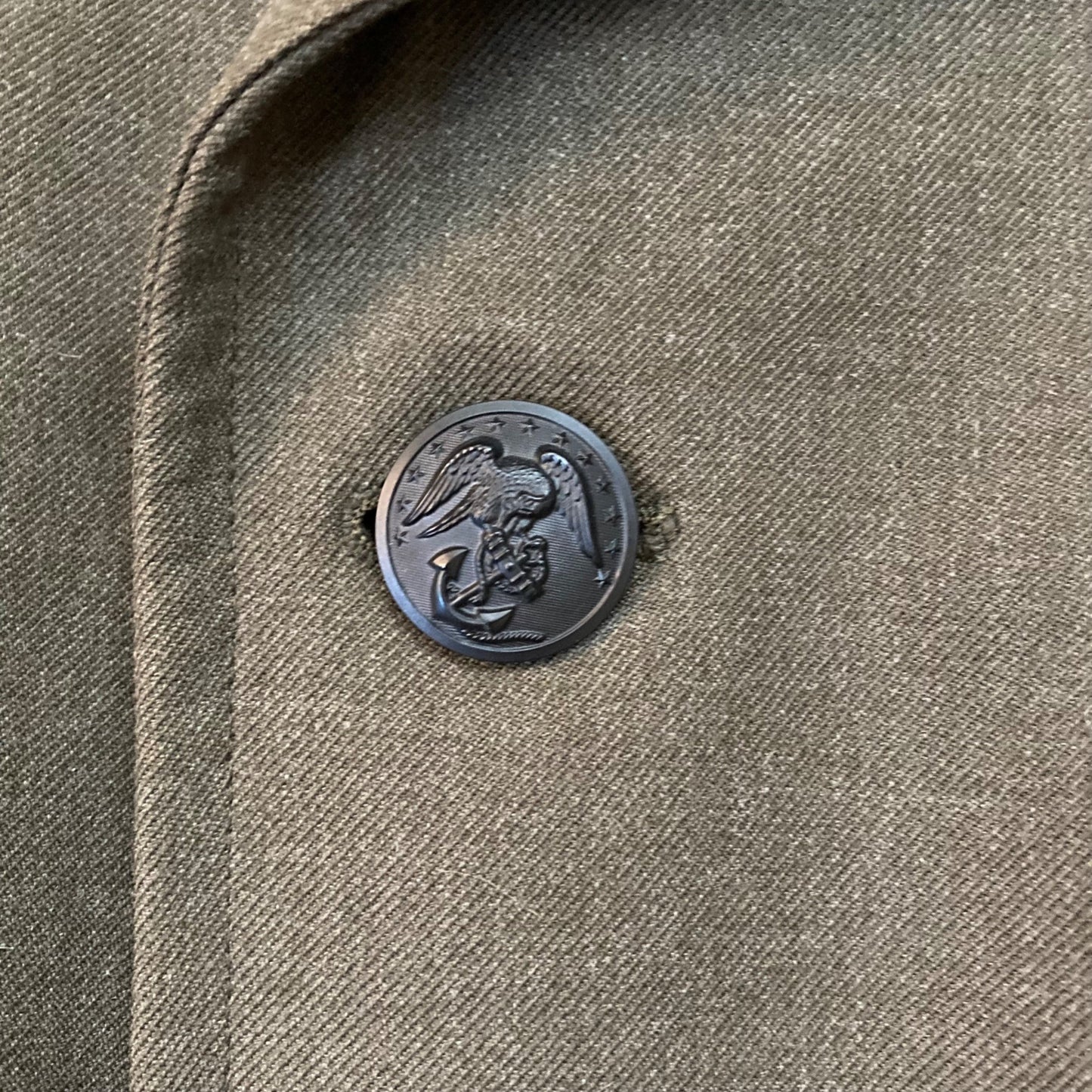 Vintage USMC Overcoat Man's Wool OD Green Dress Uniform w/Rank Trench Coat
