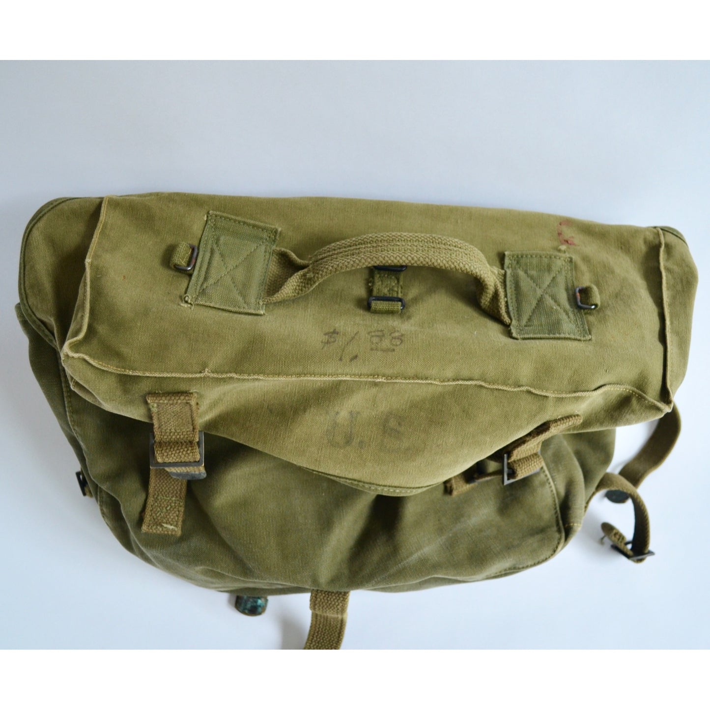 Vintage US Military M-1945? Cargo Field Pack Bag OD Green Canvas Army