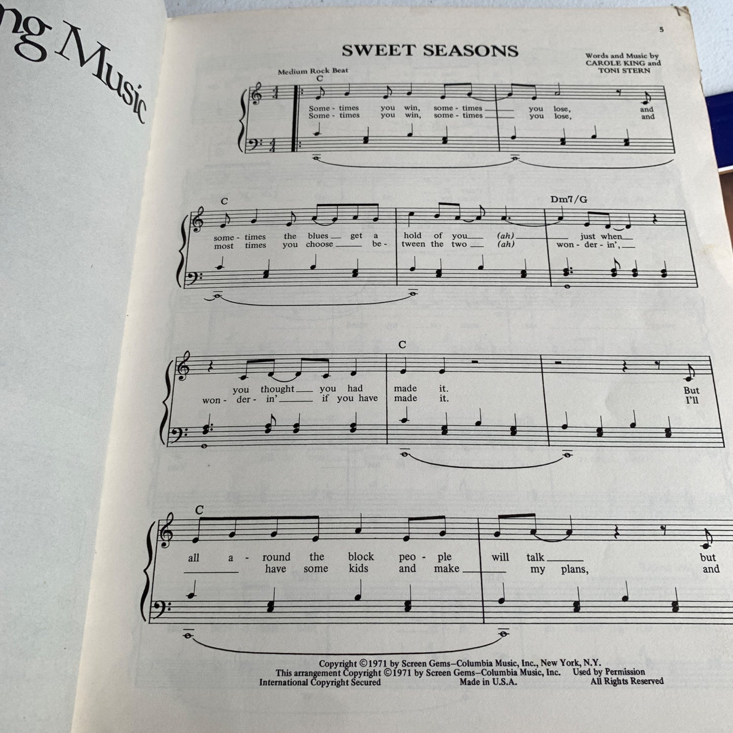 Carole King Up to Date Artist/Composer Piano Vocal Organ Guitar Book