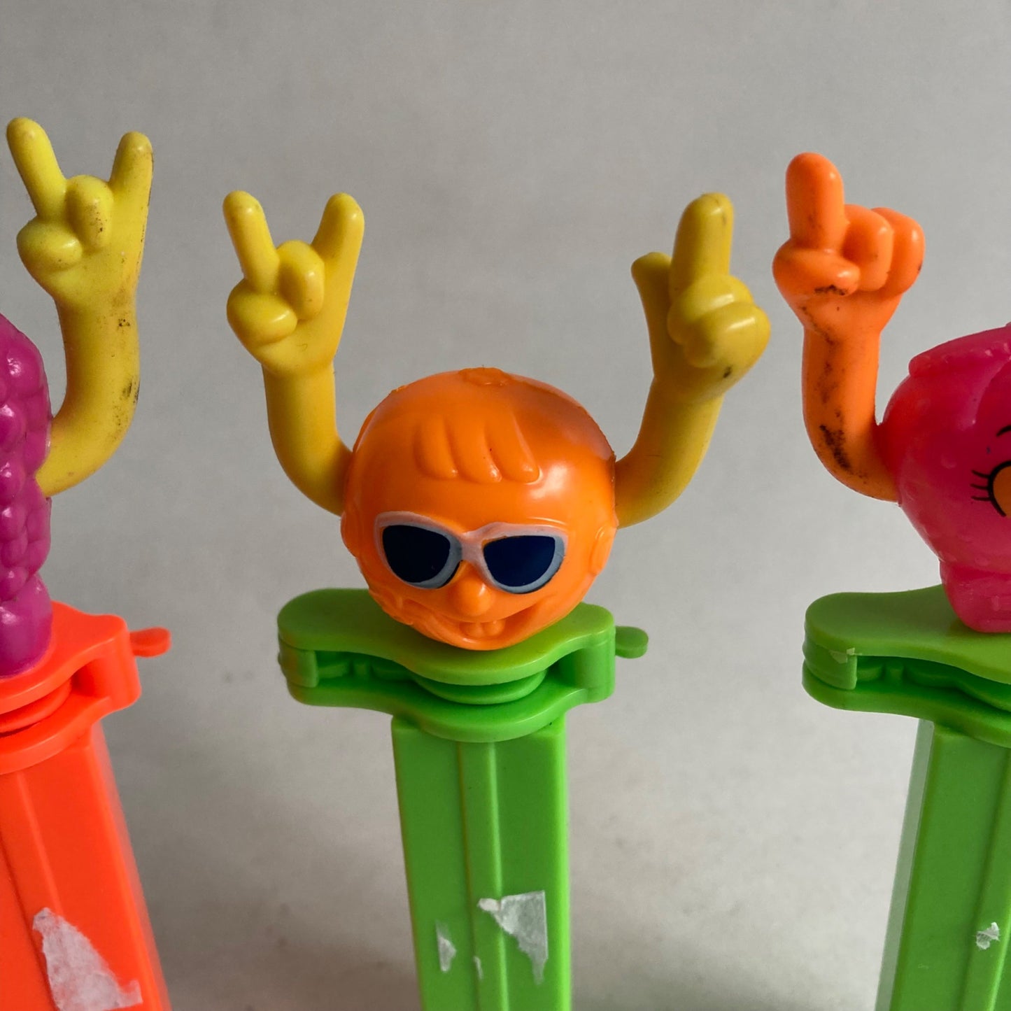 Lot 3- 1994 Albert Fun Flips Candy Dispensers Neon LIKE PEZ