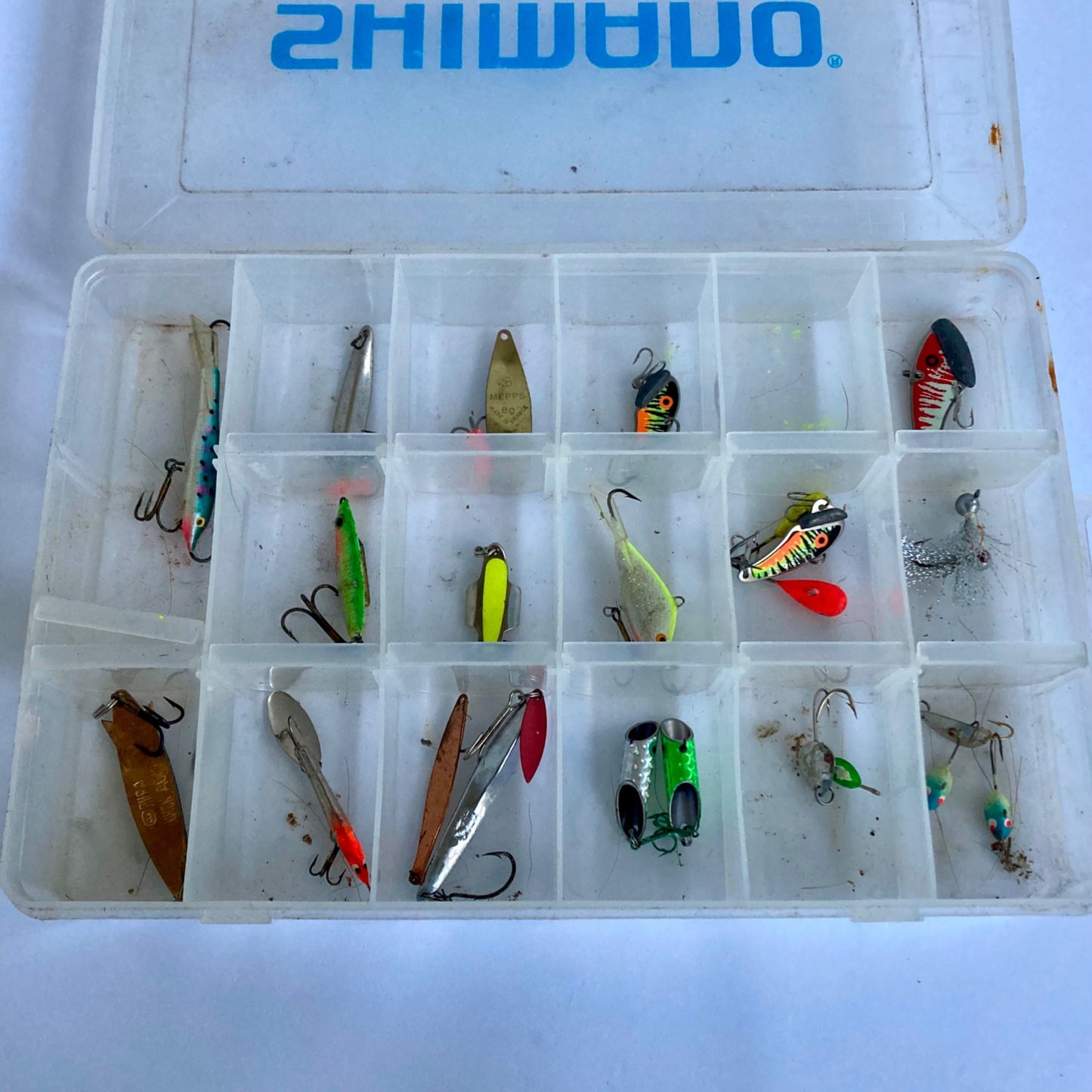 Large Lot Ice Fishing Lures Walleye Jigs Rapala Mepps Northland Swedish Pimple