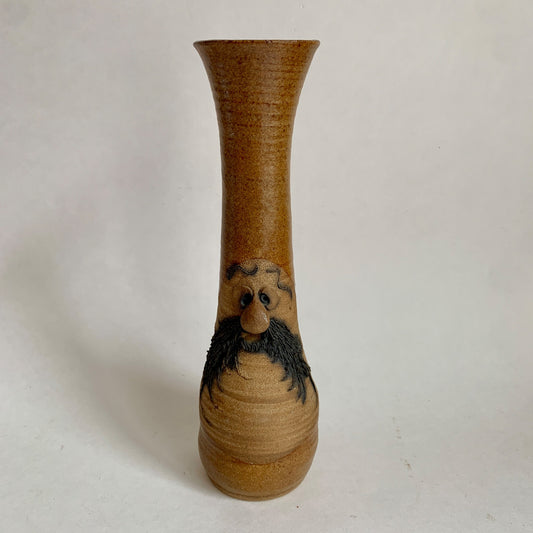 Foothills Pottery Vintage 1980s Face Vase 10.75" Tall Stoneware
