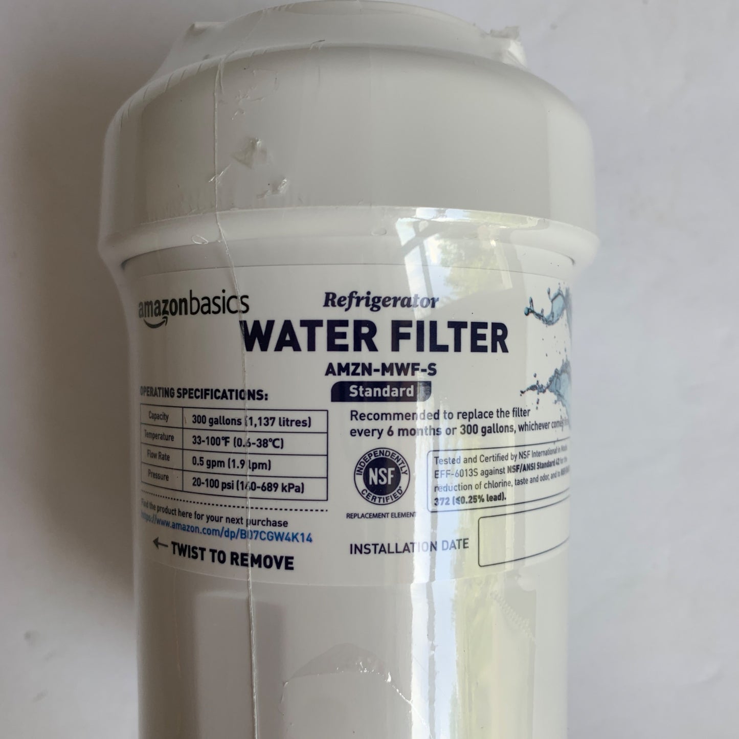 NEW AMAZON BASICS AMZN-MWF-S Refrigerator Filter Standard