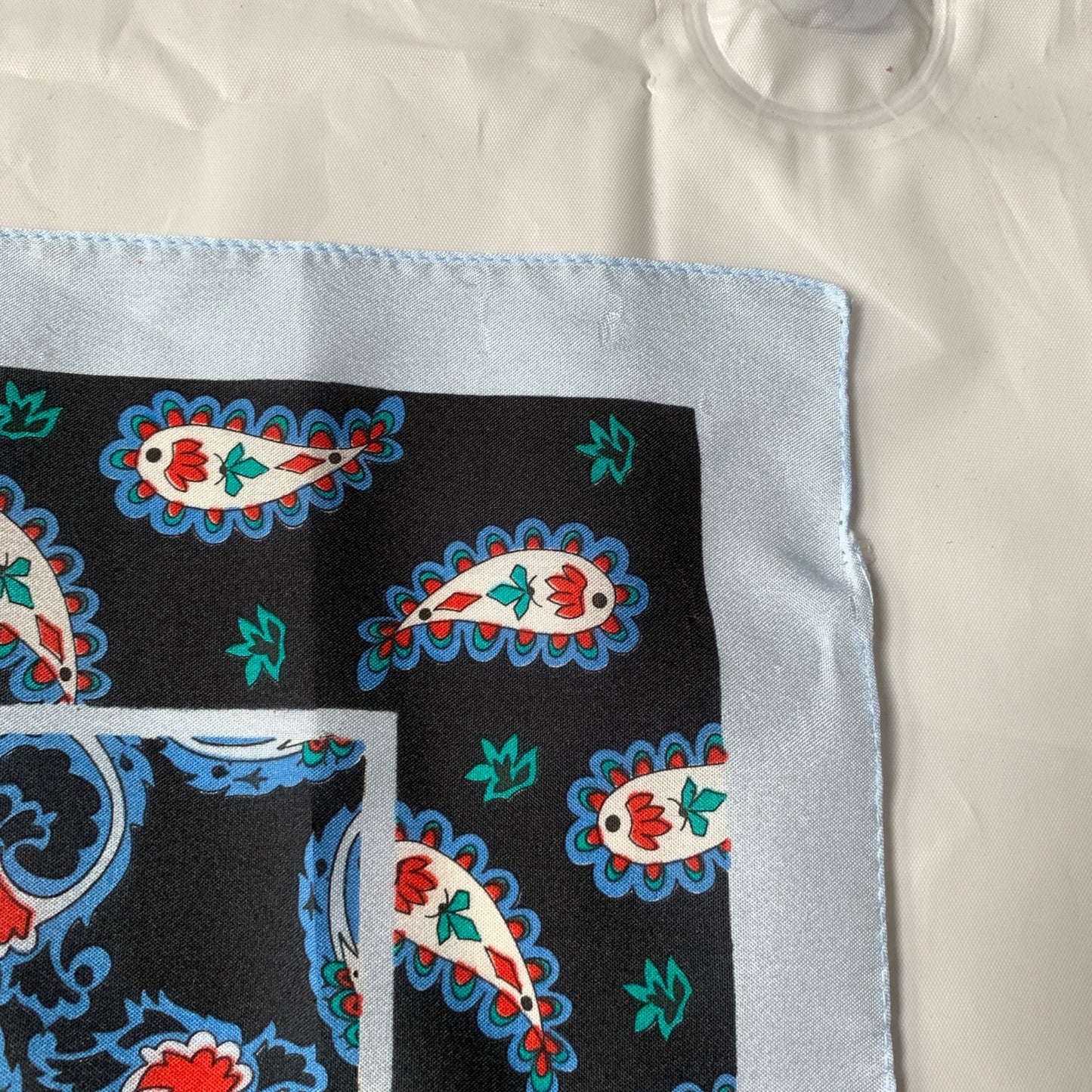 Sarah Coventry Vintage Scarf Paisley Black Blue Red