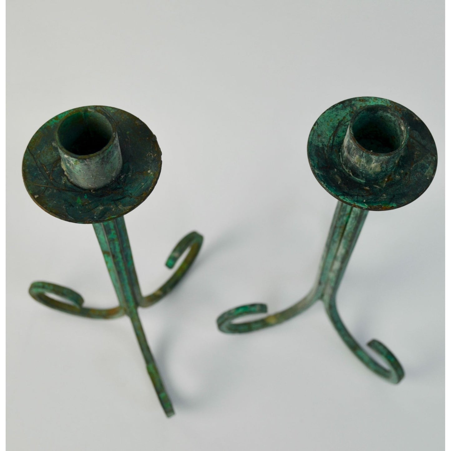 Oxidized Metal Taper Candlestick Holders Pair of 2 India