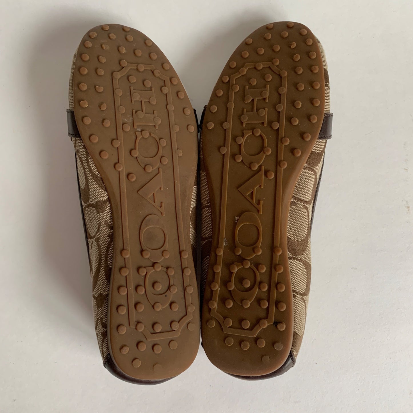 Coach Flores A2160 Signature C Brown Flats 7.5 M with Box