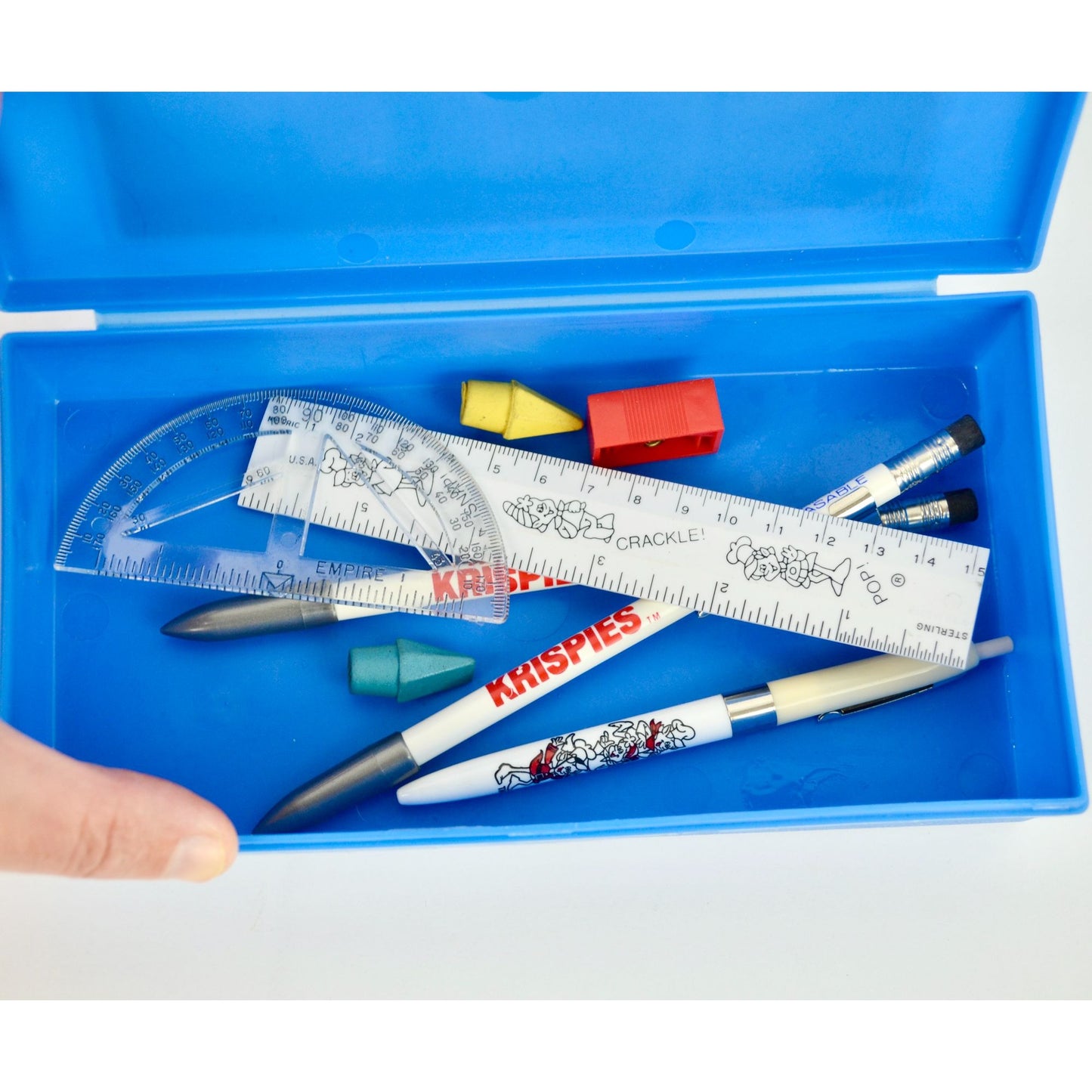 1982 Rice Krispies Blue Pencil Box with Contents