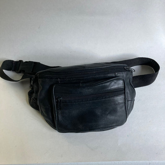 Vintage Karan Leather Fanny Pack Black