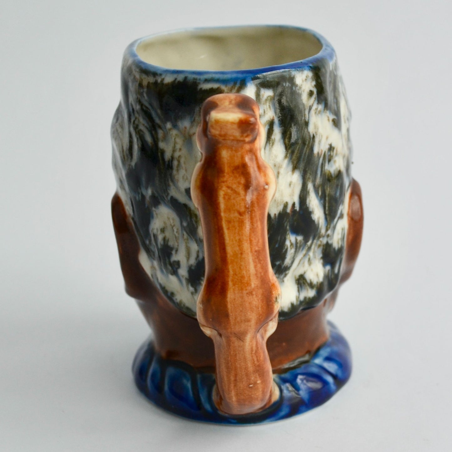 Vintage Pirate Face Mug Winking Beard Ceramic Cup with Squirrel Handle Rare