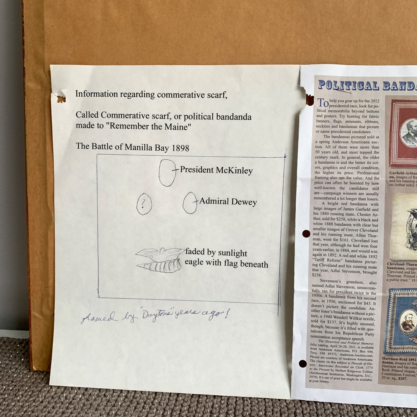 1898 Manila Captured August 13th Silk Scarf Professionally Framed