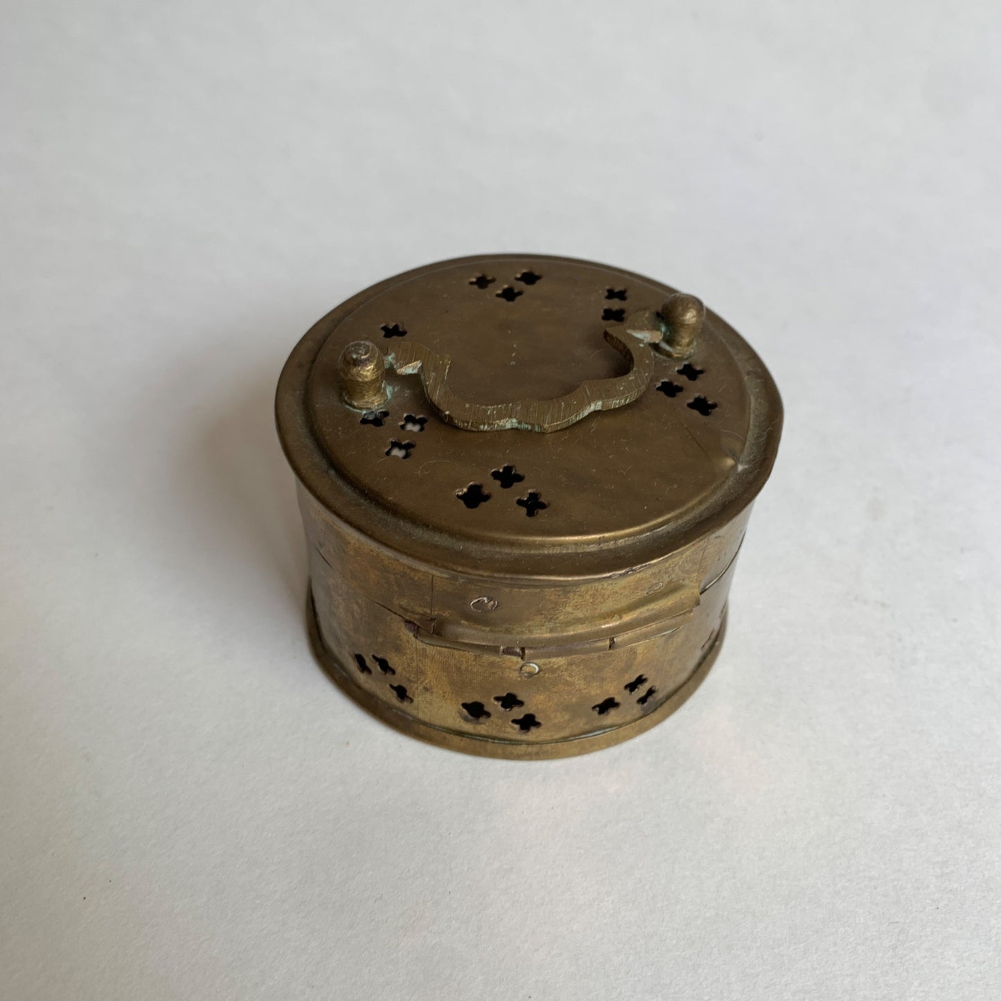 Vintage Brass Cricket Trinket Keeper Round Box Latch Broken