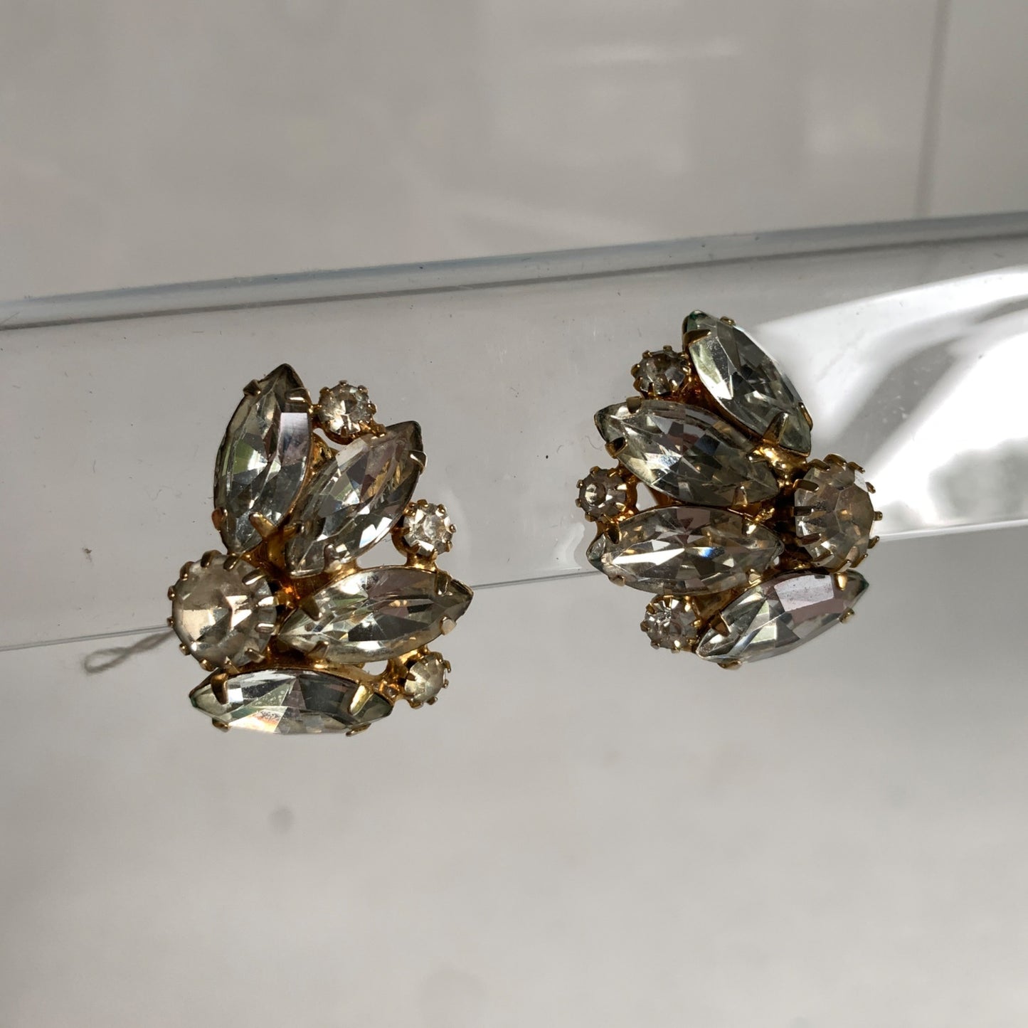 Vintage Rhinestone Clip On Earrings