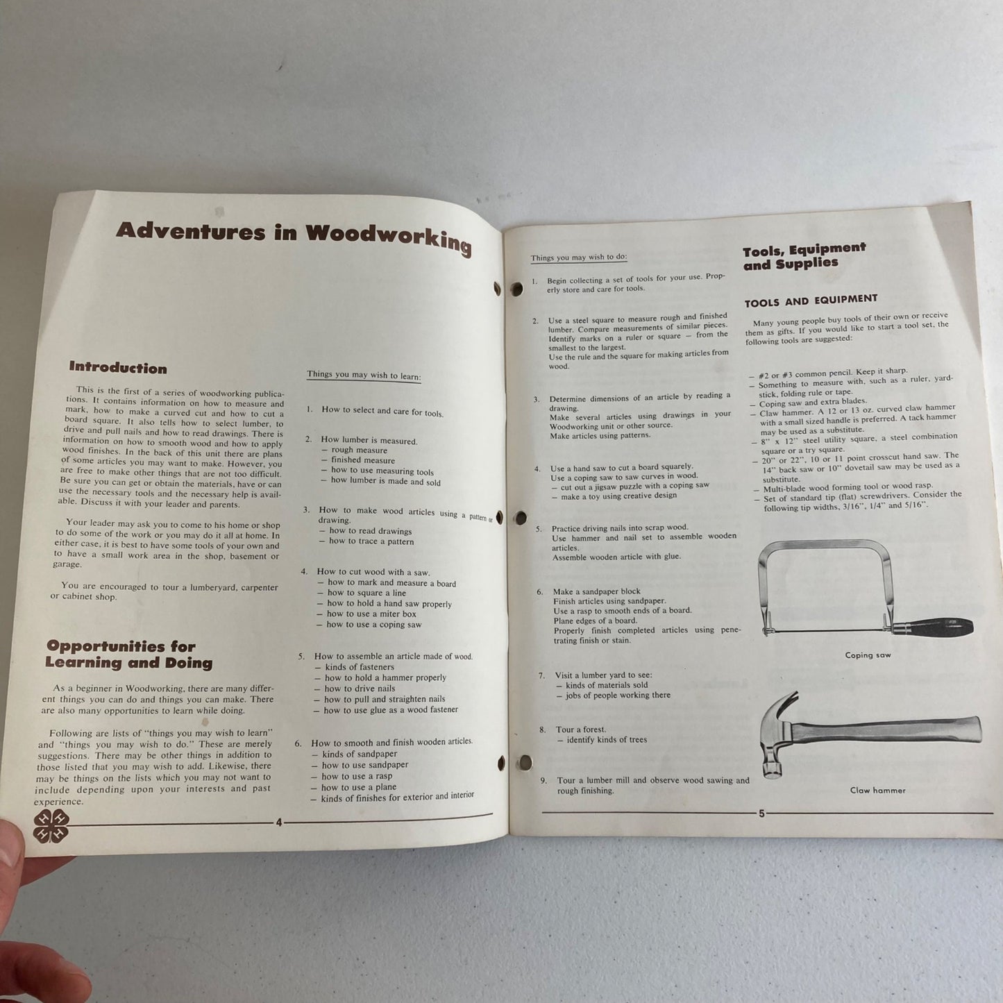 Vintage 1970's 4H Member's Manual Unit 1 Adventures in Woodworking Activity Book