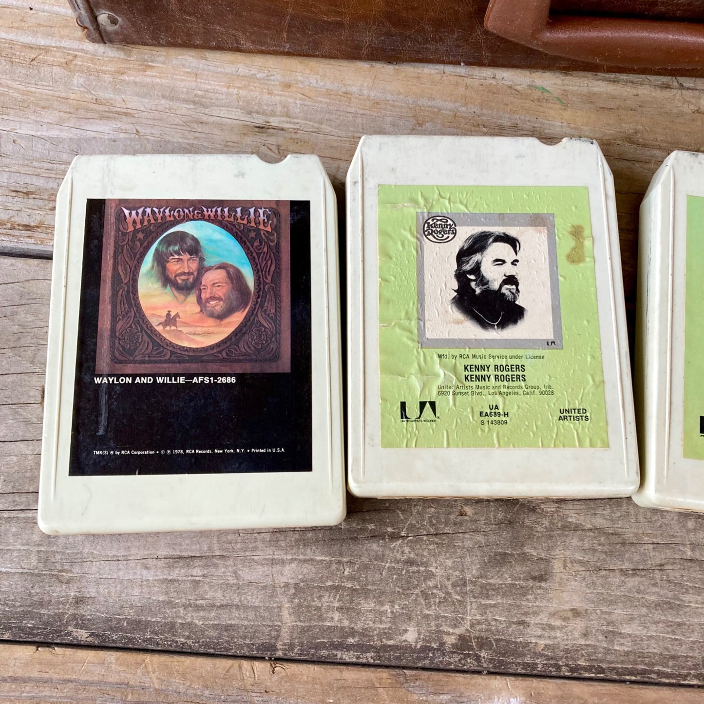Vintage Faux Leather 8-Track Case & 21 Tape Lot
