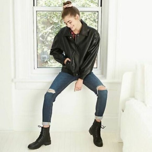 Wild Fable Faux Leather Bomber Jacket New