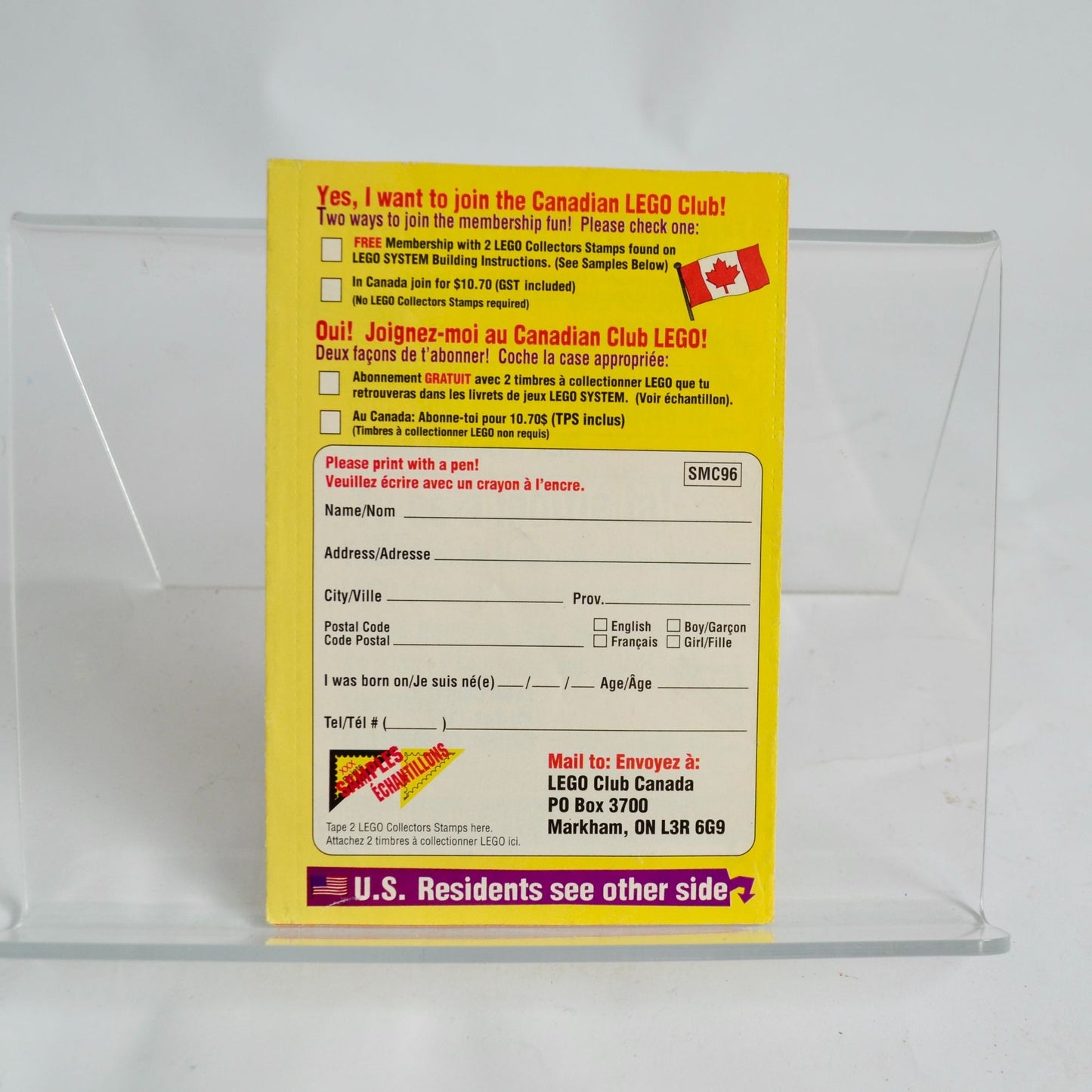 Join the Lego Club Vintage Flyer Yellow 1996