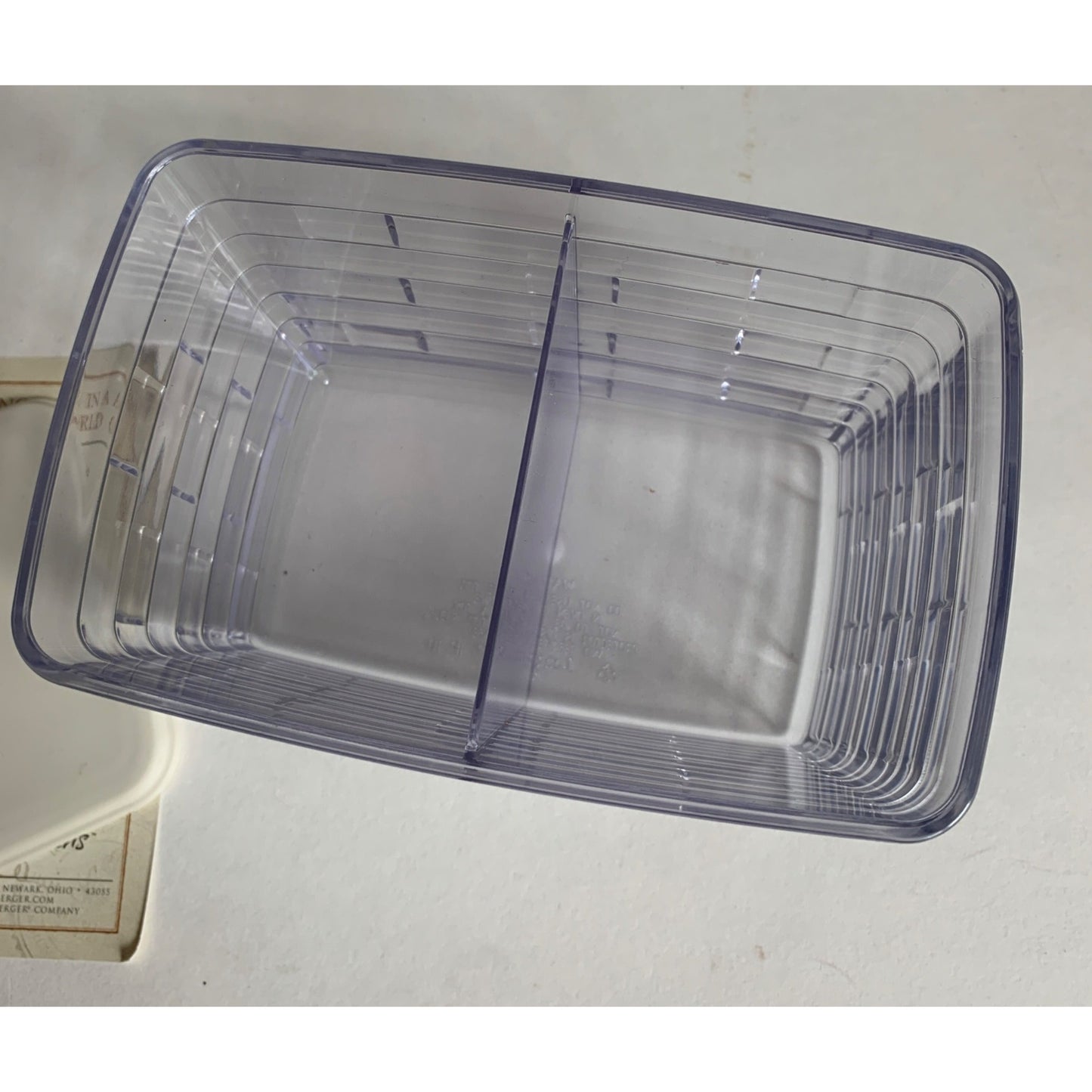 Longaberger 1996 Tea Basket With Navy Liner Divided Protector & Lid