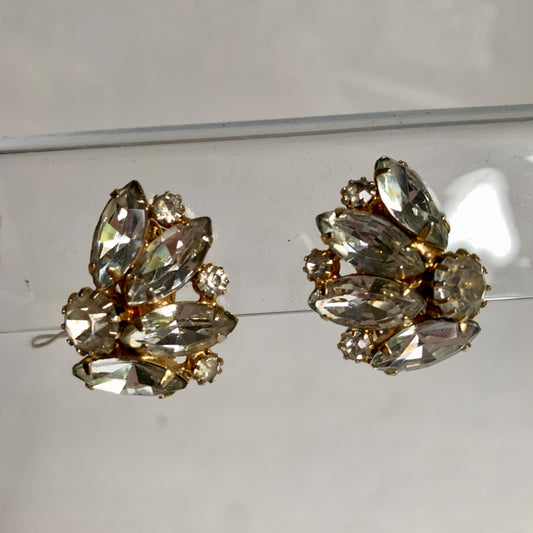 Vintage Rhinestone Clip On Earrings