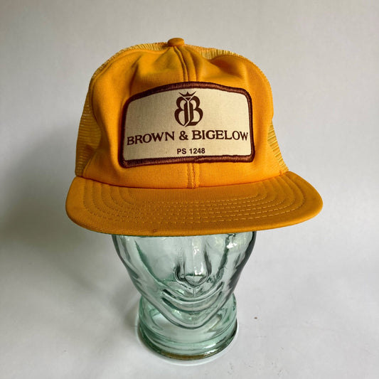 Vintage Brown & Bigelow Snapback Hat Trucker's Cap Yellow