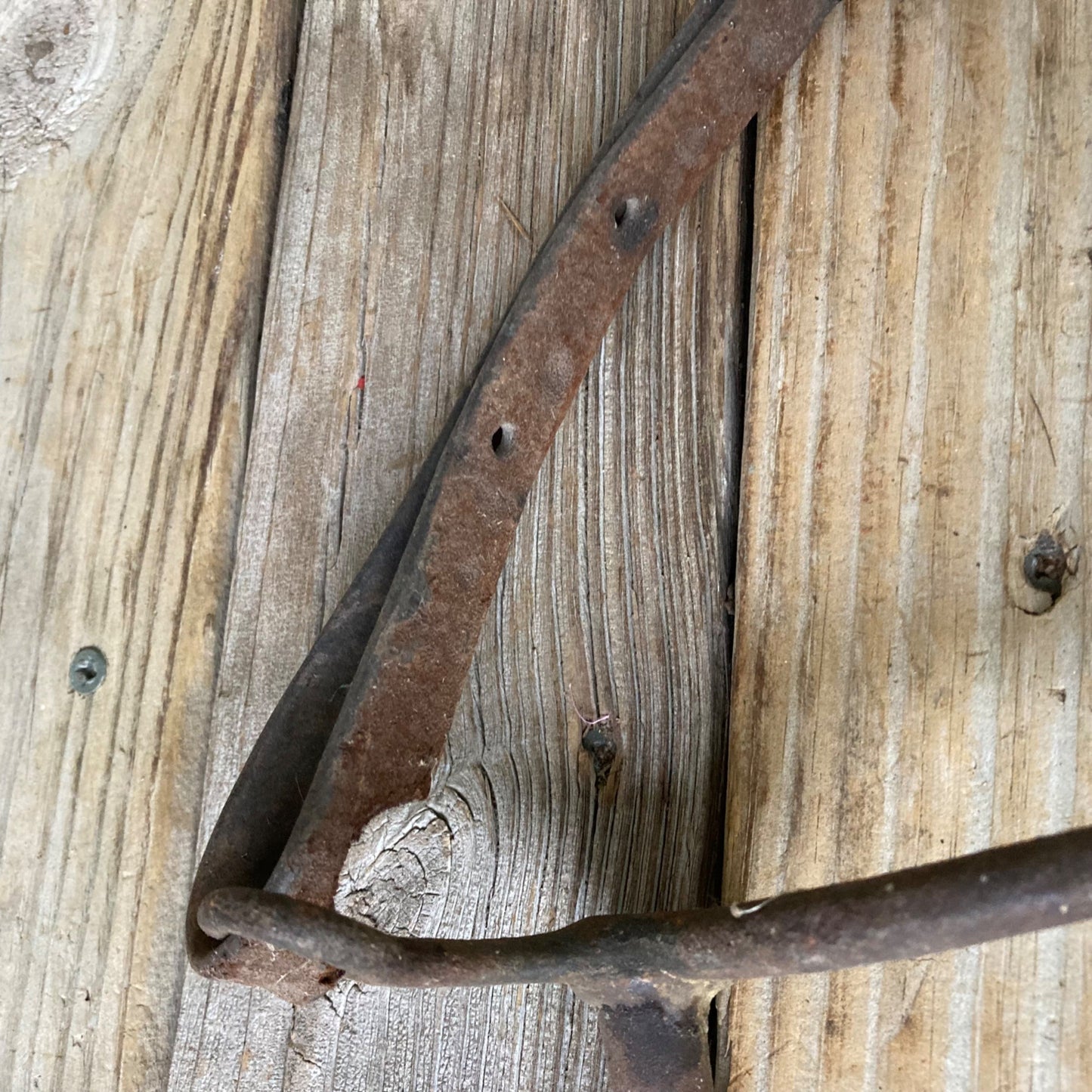 Antique Forged Iron Horse Bit w/Leather Strap Vintage