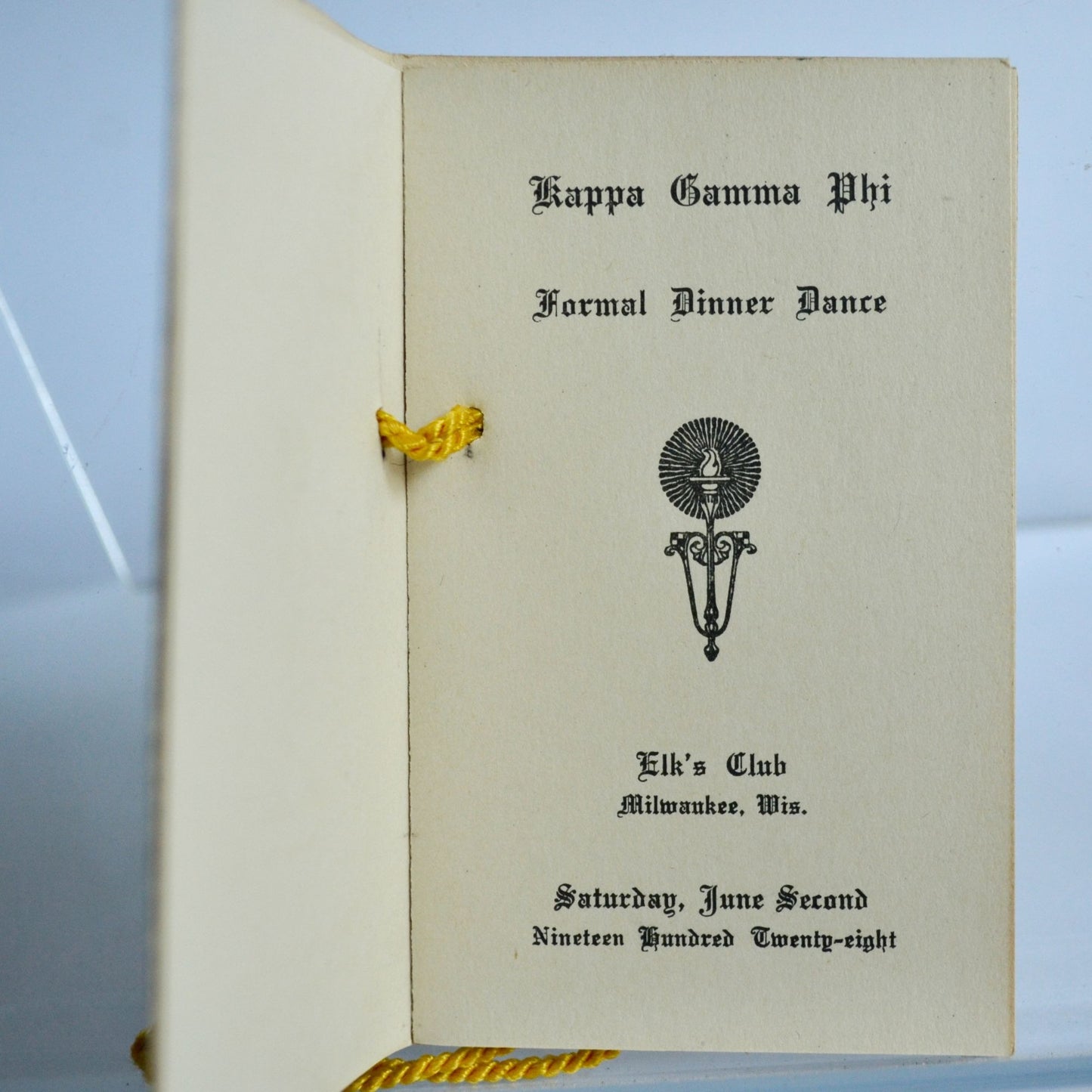 Vintage 1928 Kappa Gamma Phi Elk's Club Milwaukee Wisconsin Dance Card