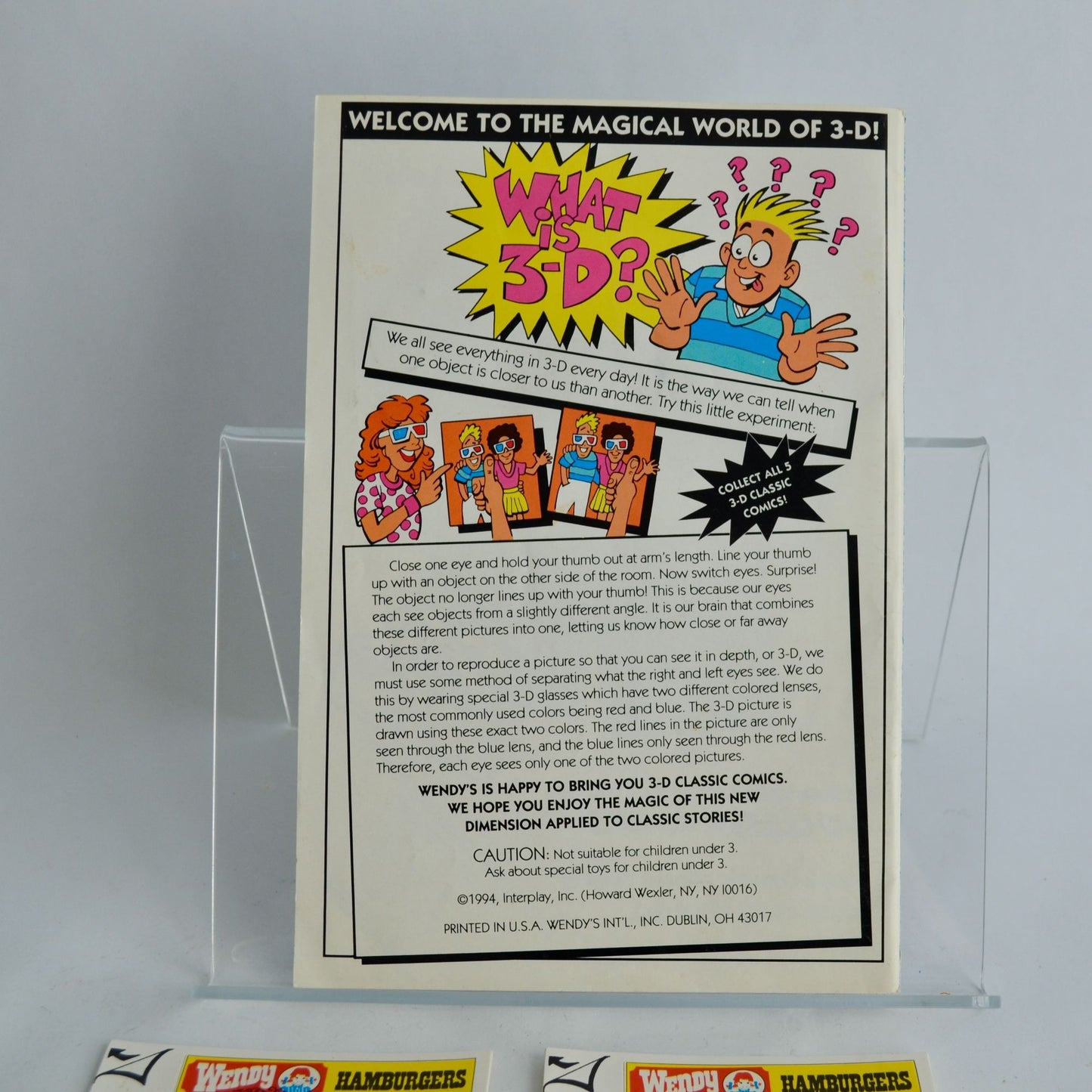 Lot Vintage Wendy's Restaurant Items 3D Classic Comics & Kids Meal Stickers