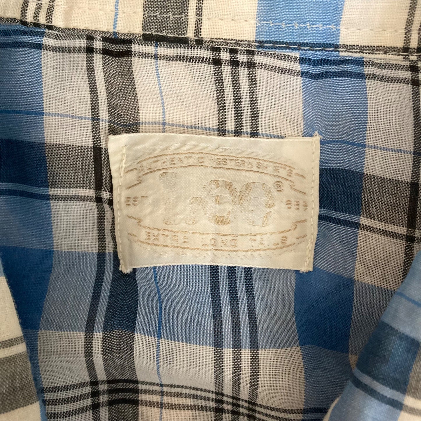 Vintage Lee Long-Sleeve Western Shirt Pearl Snap Blue Plaid Men's