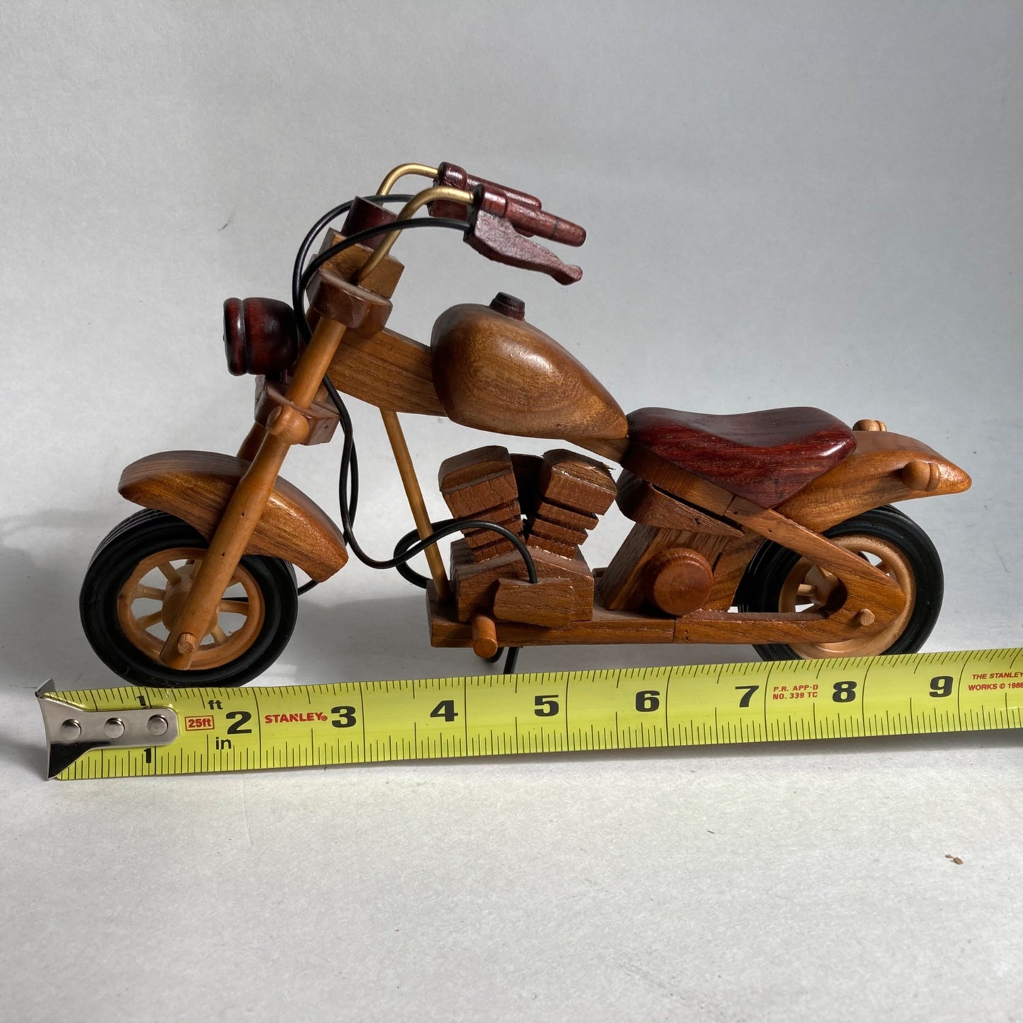 Wood Harley Motorcycle Model Chopper Figurine