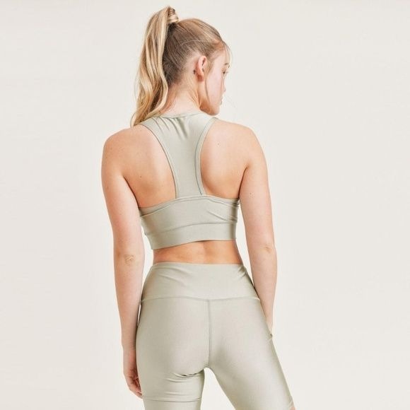 Women's Active Wear Matching Set Biker Shorts and Sports Bra Sage