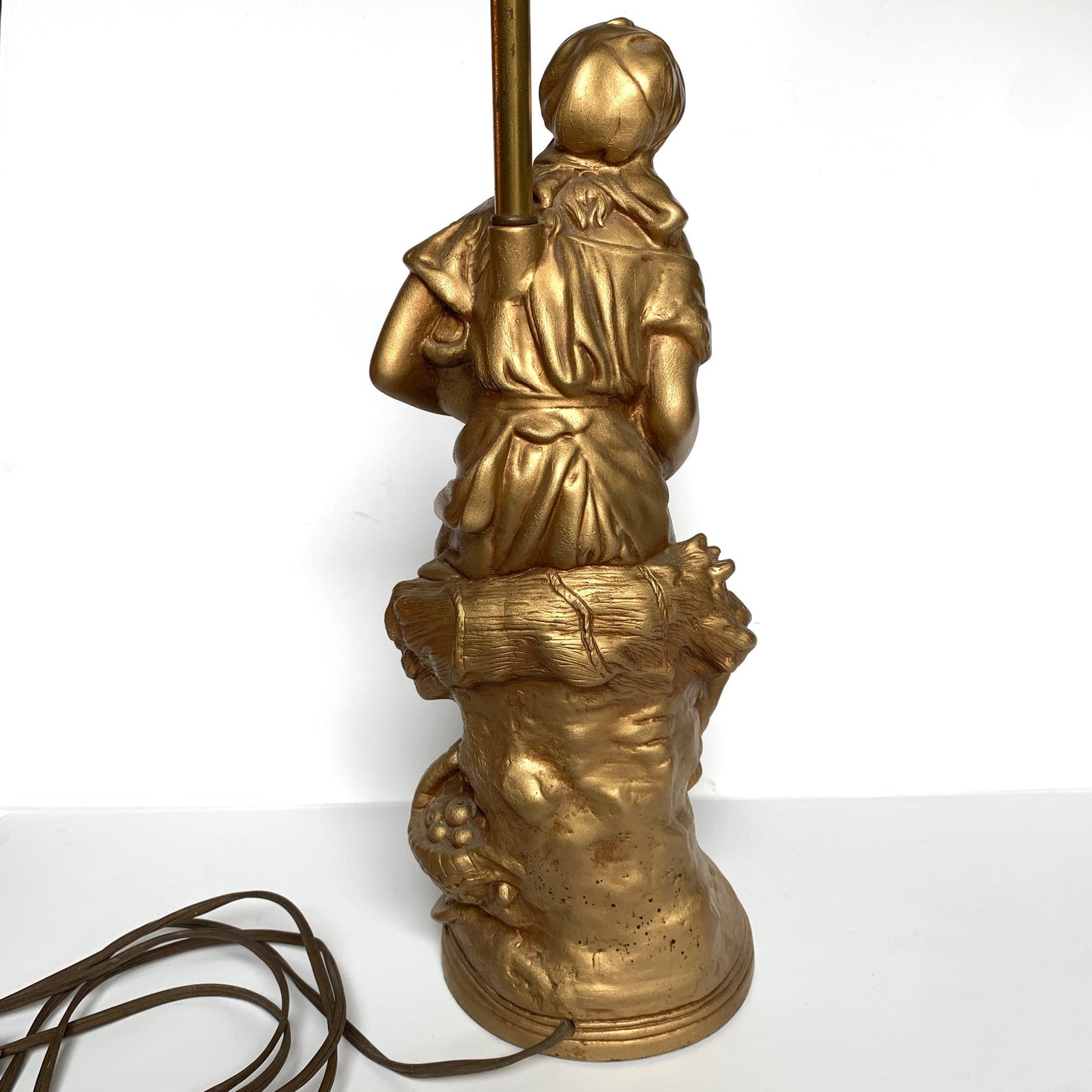 Relic Art LTD Brooklyn NY MCM Lady Figurine Gold Toned Lamp
