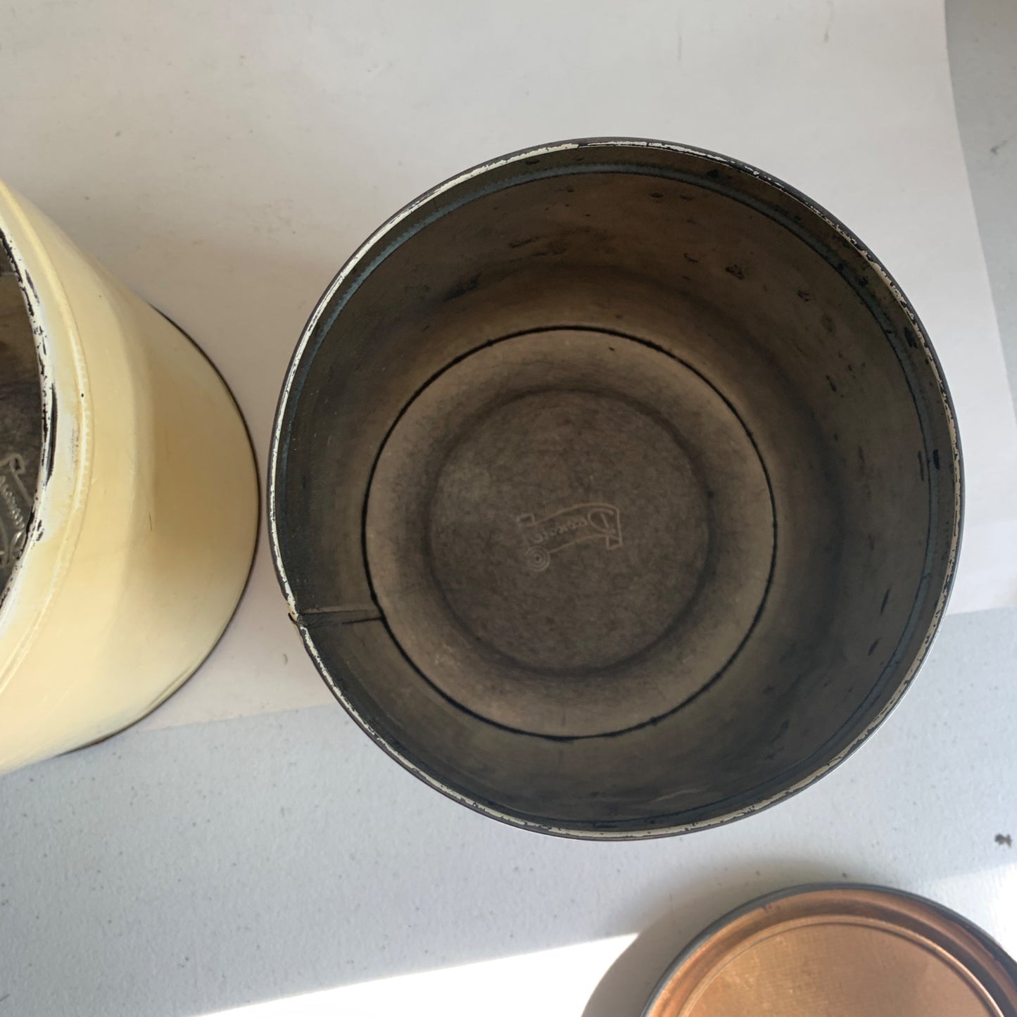 Vintage MCM Metal Decoware Flour and Sugar Canister Set