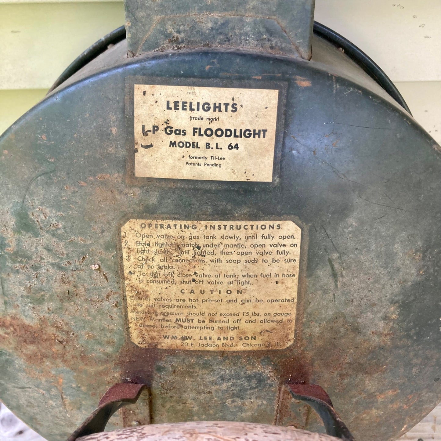 Antique Leelights LP Gas Floodlight Model BL 64 Tilley Ti-Lee Search Flood Light
